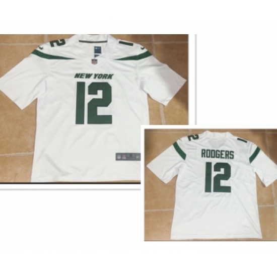 Men's New York Jets 12 Aaron Rodgers White 2023 Vapor Untouchable Stitched Nike Limited Jersey