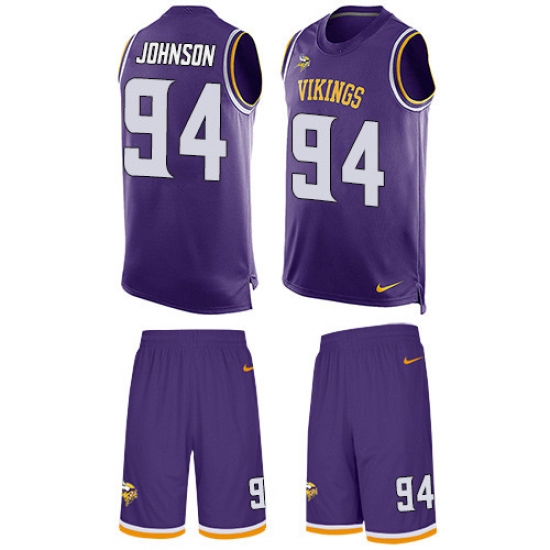 Men's Nike Minnesota Vikings 94 Jaleel Johnson Limited Purple Tank Top Suit NFL Jersey