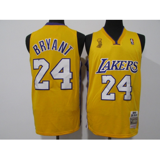 Men's Los Angeles Lakers 24 Kobe Bryant Yellow Stanley Cup Champions Jersey
