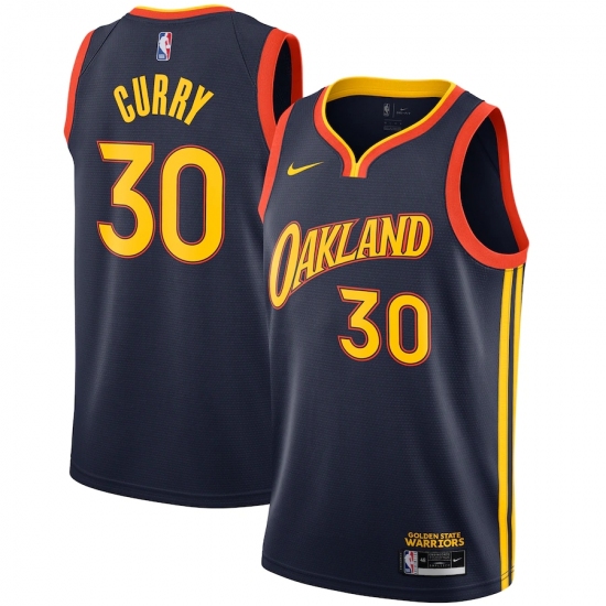 Men's Golden State Warriors 30 Stephen Curry Nike Navy 2020-21 Swingman Player Jersey