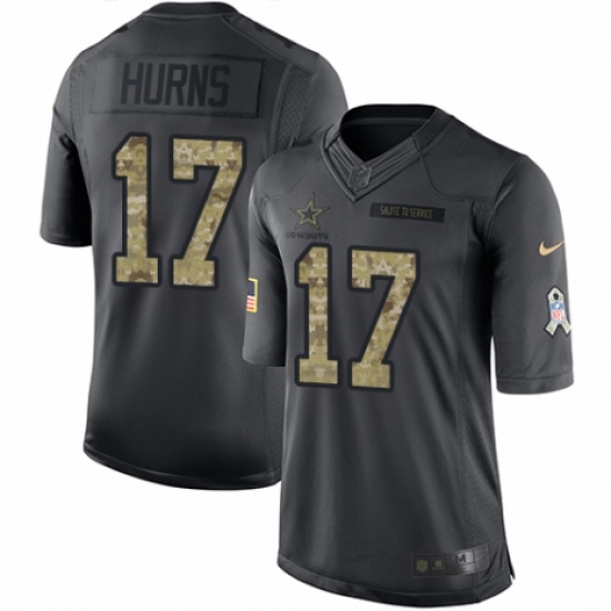 Men's Nike Dallas Cowboys 17 Allen Hurns Limited Black 2016 Salute to Service NFL Jersey