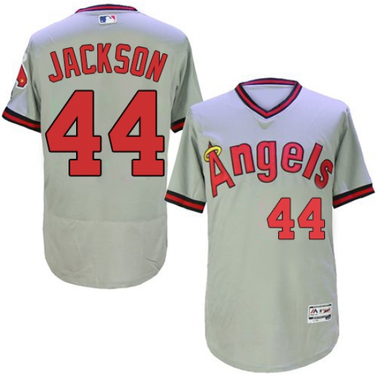 Men's Majestic Los Angeles Angels of Anaheim 44 Reggie Jackson Grey Flexbase Authentic Collection Cooperstown MLB Jersey