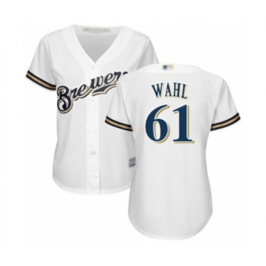 Women's Milwaukee Brewers 61 Bobby Wahl Authentic White Home Cool Base Baseball Player Jersey