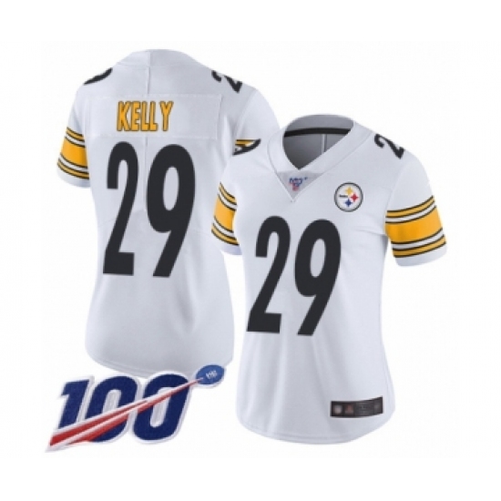 Women's Pittsburgh Steelers 29 Kam Kelly White Vapor Untouchable Limited Player 100th Season Football Jersey