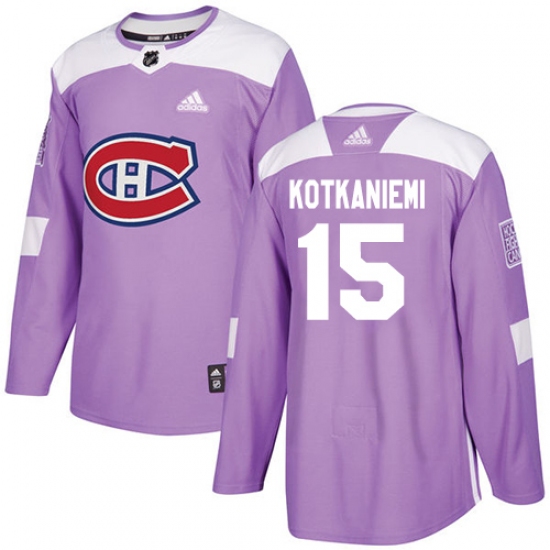 Men's Adidas Montreal Canadiens 15 Jesperi Kotkaniemi Authentic Purple Fights Cancer Practice NHL Jersey