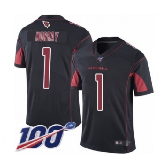 Men's Arizona Cardinals 1 Kyler Murray Limited Black Rush Vapor Untouchable 100th Season Football Jersey