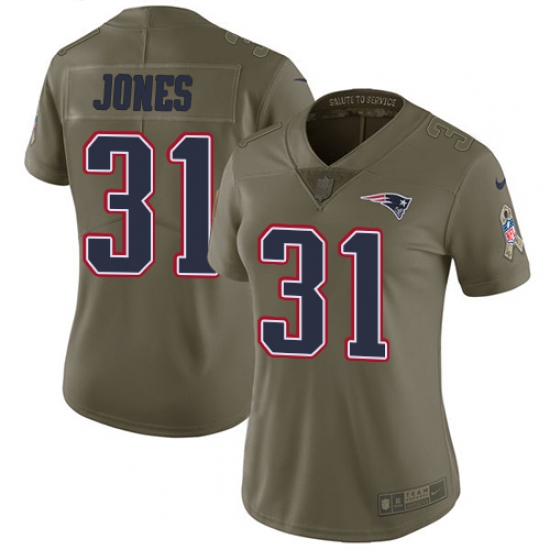 Women's Nike New England Patriots 31 Jonathan Jones Limited Olive 2017 Salute to Service NFL Jersey