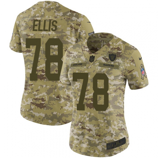 Women's Nike Oakland Raiders 78 Justin Ellis Limited Camo 2018 Salute to Service NFL Jersey