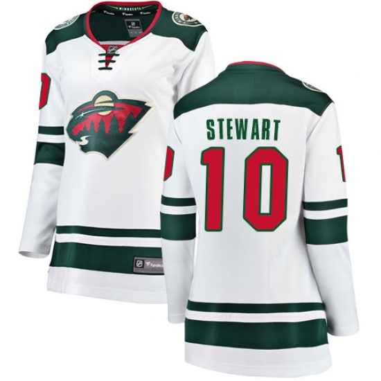 Women's Minnesota Wild 10 Chris Stewart Authentic White Away Fanatics Branded Breakaway NHL Jersey