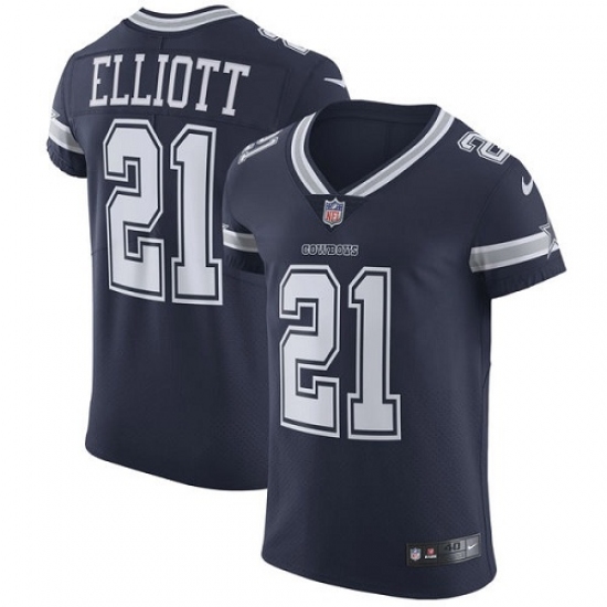 Men's Nike Dallas Cowboys 21 Ezekiel Elliott Navy Blue Team Color Vapor Untouchable Elite Player NFL Jersey