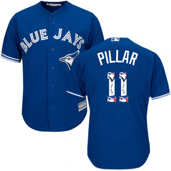 Men's Majestic Toronto Blue Jays 11 Kevin Pillar Authentic Blue Team Logo Fashion MLB Jersey