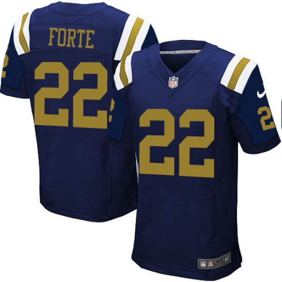 Men's Nike New York Jets 22 Matt Forte Elite Navy Blue Alternate NFL Jersey