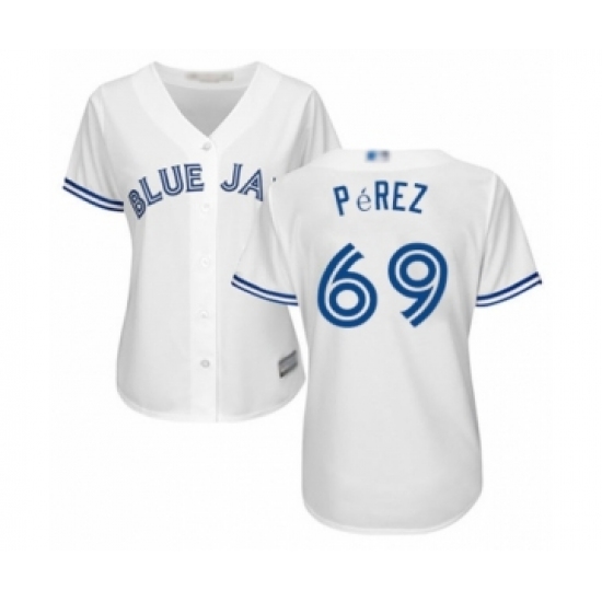 Women's Toronto Blue Jays 69 Hector Perez Authentic White Home Baseball Player Jersey