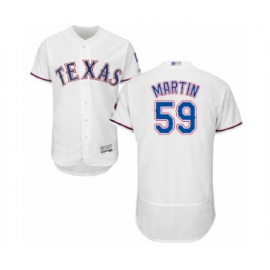 Men's Texas Rangers 59 Brett Martin White Home Flex Base Authentic Collection Baseball Player Jersey