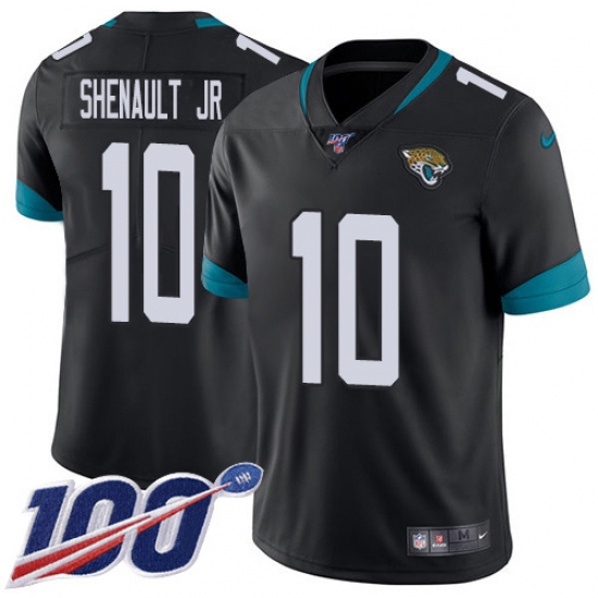 Men's Jacksonville Jaguars 10 Laviska Shenault Jr. Black Team Color Stitched 100th Season Vapor Untouchable Limited Jersey
