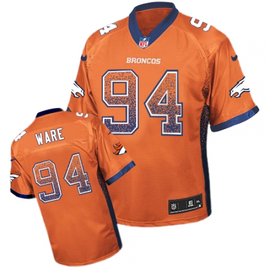 Men's Nike Denver Broncos 94 DeMarcus Ware Elite Orange Drift Fashion NFL Jersey