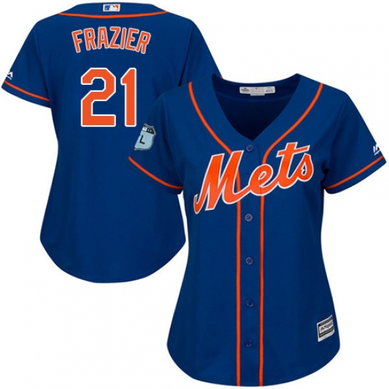 Women's Majestic New York Mets 21 Todd Frazier Replica Royal Blue Alternate Home Cool Base MLB Jersey
