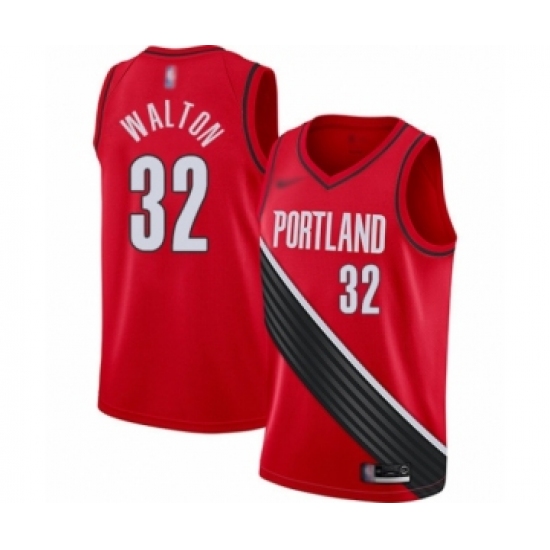Men's Portland Trail Blazers 32 Bill Walton Authentic Red Finished Basketball Jersey - Statement Edition