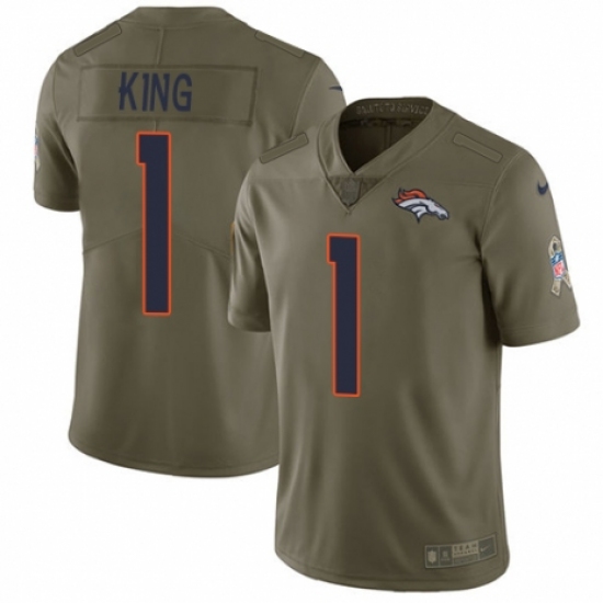 Men's Nike Denver Broncos 1 Marquette King Limited Olive 2017 Salute to Service NFL Jersey