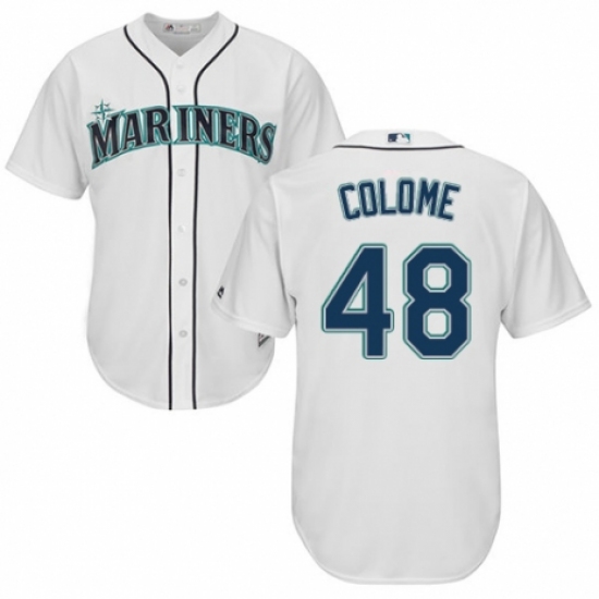 Men's Majestic Seattle Mariners 48 Alex Colome Replica White Home Cool Base MLB Jersey