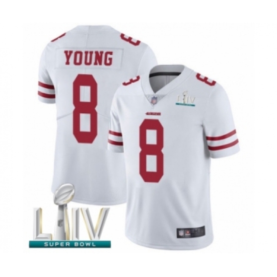 Youth San Francisco 49ers 8 Steve Young White Vapor Untouchable Limited Player Super Bowl LIV Bound Football Jersey