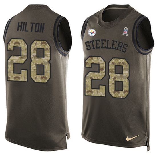 Men's Nike Pittsburgh Steelers 28 Mike Hilton Limited Green Salute to Service Tank Top NFL Jersey