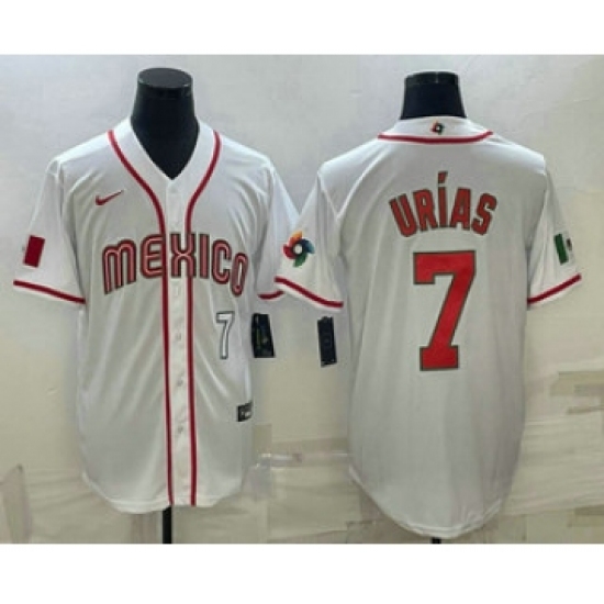 Men's Mexico Baseball 7 Julio Urias Number 2023 White World Baseball Classic Stitched Jerseys