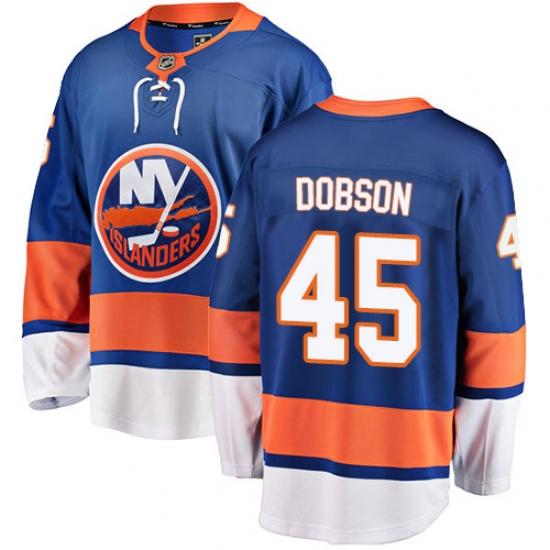 Men's New York Islanders 45 Noah Dobson Fanatics Branded Royal Blue Home Breakaway NHL Jersey