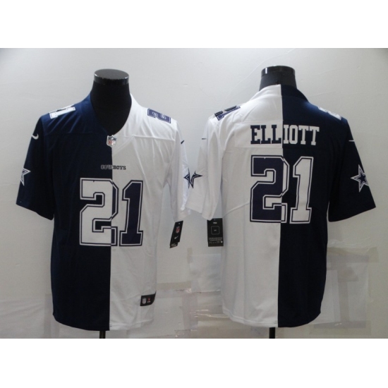 Men's Dallas Cowboys 21 Ezekiel Elliott White-Blue Fashion Football Limited Jersey