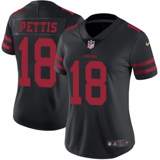 Women's Nike San Francisco 49ers 18 Dante Pettis Black Vapor Untouchable Limited Player NFL Jersey