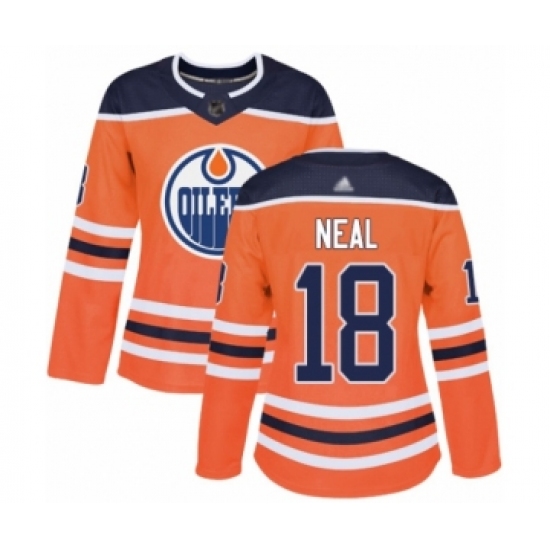 Women's Edmonton Oilers 18 James Neal Authentic Orange Home Hockey Jersey