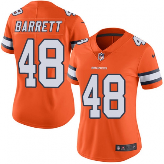 Women's Nike Denver Broncos 48 Shaquil Barrett Limited Orange Rush Vapor Untouchable NFL Jersey