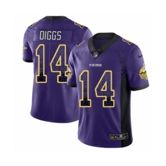 Men's Nike Minnesota Vikings 14 Stefon Diggs Limited Purple Rush Drift Fashion NFL Jersey