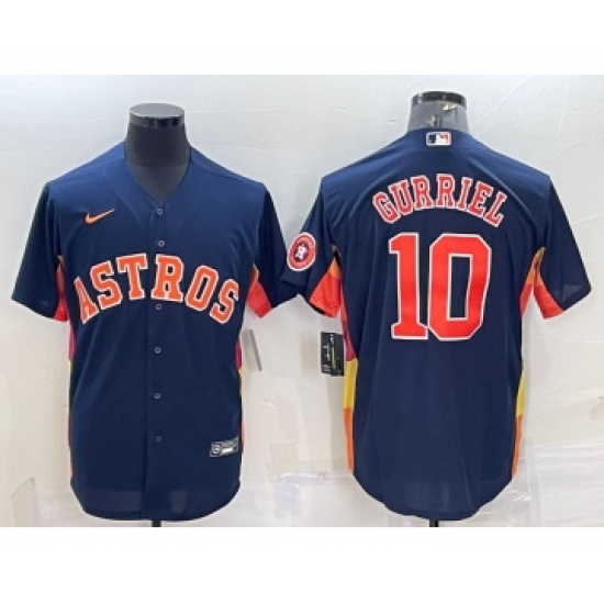Men's Houston Astros 10 Yuli Gurriel Navy Blue With Patch Stitched MLB Cool Base Nike Jersey