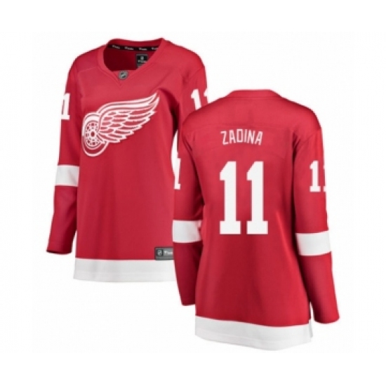 Women's Detroit Red Wings 11 Filip Zadina Authentic Red Home Fanatics Branded Breakaway NHL Jersey