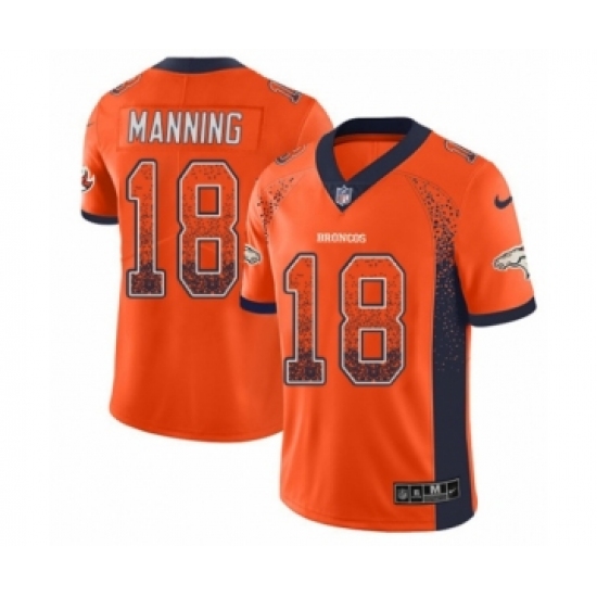 Men's Nike Denver Broncos 18 Peyton Manning Limited Orange Rush Drift Fashion NFL Jersey