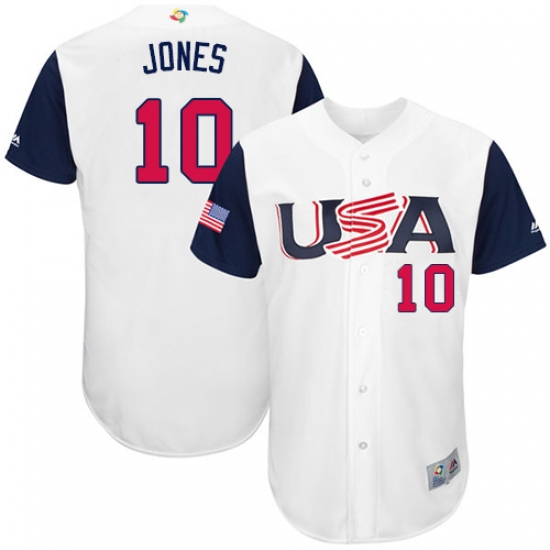 Men's USA Baseball Majestic 10 Adam Jones White 2017 World Baseball Classic Authentic Team Jersey