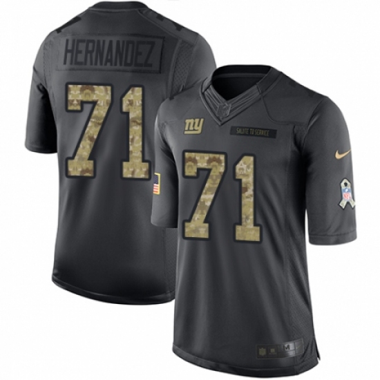 Men's Nike New York Giants 71 Will Hernandez Limited Black 2016 Salute to Service NFL Jersey