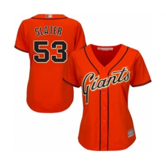 Women's San Francisco Giants 53 Austin Slater Authentic Orange Alternate Cool Base Baseball Player Jersey