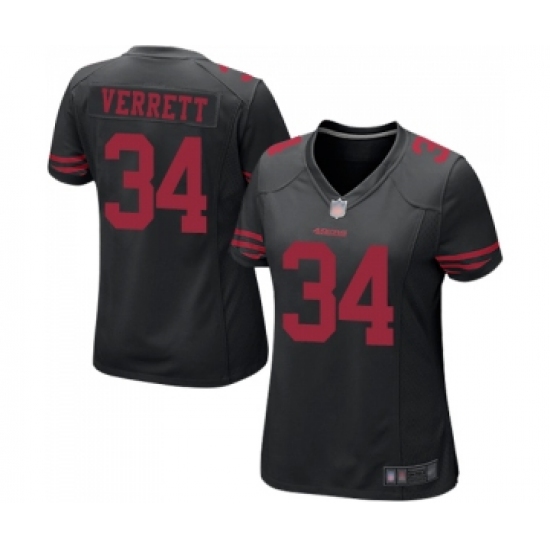 Women's San Francisco 49ers 34 Jason Verrett Game Black Football Jersey