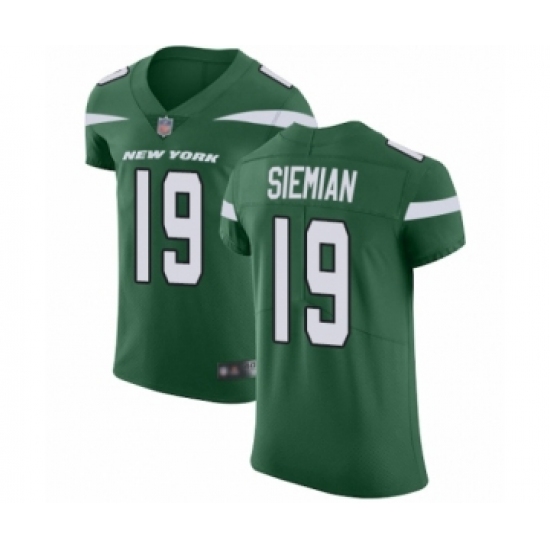 Men's New York Jets 19 Trevor Siemian Green Team Color Vapor Untouchable Elite Player Football Jersey