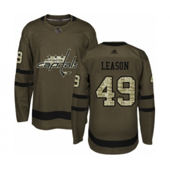 Youth Washington Capitals 49 Brett Leason Authentic Green Salute to Service Hockey Jersey