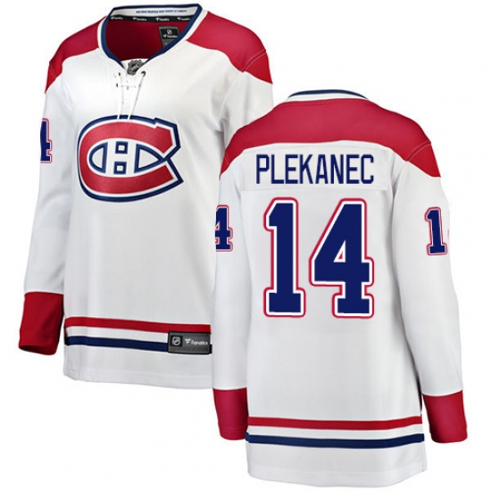 Women's Montreal Canadiens 14 Tomas Plekanec Authentic White Away Fanatics Branded Breakaway NHL Jersey