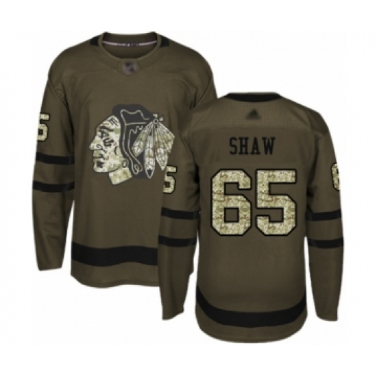Men's Chicago Blackhawks 65 Andrew Shaw Authentic Green Salute to Service Hockey Jersey