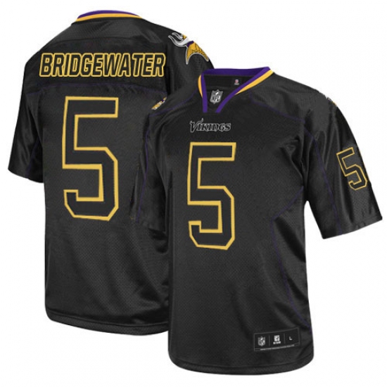 Men's Nike Minnesota Vikings 5 Teddy Bridgewater Elite Lights Out Black NFL Jersey