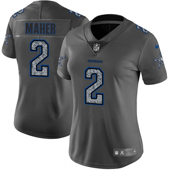 Women's Nike Dallas Cowboys 2 Brett Maher Gray Static Vapor Untouchable Limited NFL Jersey