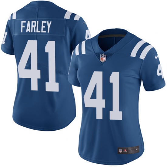 Women's Nike Indianapolis Colts 41 Matthias Farley Royal Blue Team Color Vapor Untouchable Limited Player NFL Jersey
