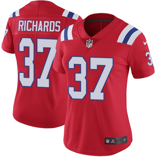 Women's Nike New England Patriots 37 Jordan Richards Red Alternate Vapor Untouchable Limited Player NFL Jersey