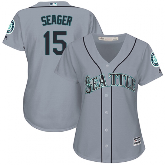 Women's Majestic Seattle Mariners 15 Kyle Seager Authentic Grey Road Cool Base MLB Jersey