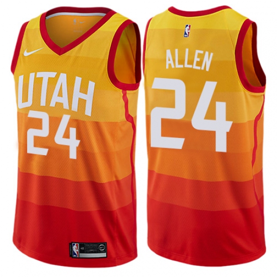 Men's Nike Utah Jazz 24 Grayson Allen Swingman Orange NBA Jersey - City Edition